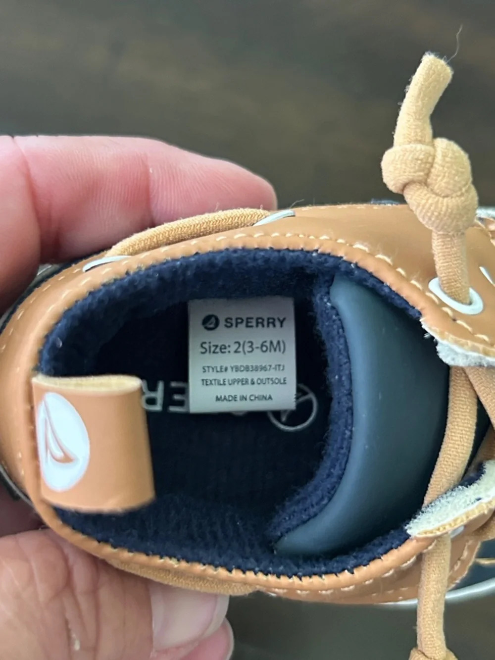 Sperry Navy, Tan & White Baby Moccasins